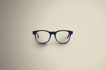 A pair of modern eyeglasses sits centrally on a plain background, highlighting their sleek frame and contemporary style. Generative AI