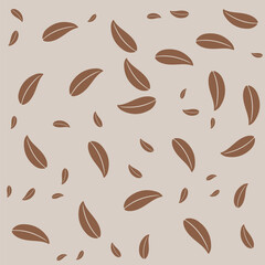 Obraz premium Neutral Minimalist pattern featuring brown leaves scattered across a neutral light background