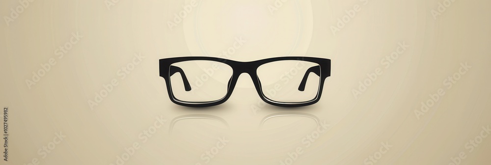 Poster A pair of stylish eyeglasses rests on a smooth surface, highlighting their sleek design and versatility for daily wear. Generative AI