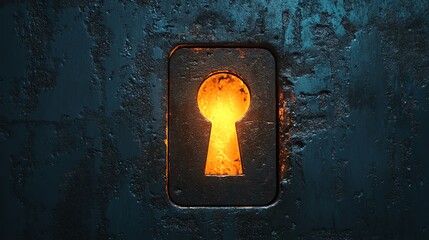 A glowing keyhole in the center of the lock, suggesting access control or encryption.