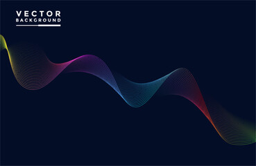 Abstract wavy lines on colorful black background.