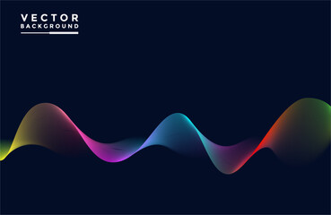 Abstract wavy lines on colorful black background.