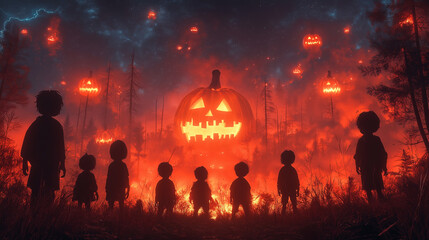 Halloween Night in the Spooky Forest 