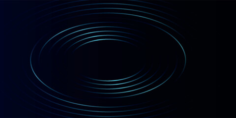 Blue abstract background with glowing circles. Swirl circular lines pattern. Geometric spiral. Twirl element. Modern graphic design. Futuristic technology
