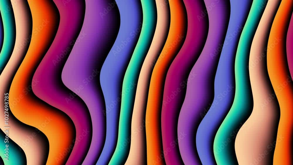 Poster colorful holographic liquid waves abstract motion loop background