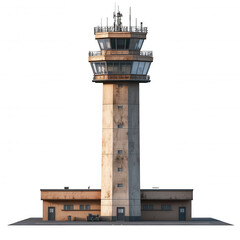 Modern Airport Control Tower with Observation Decks and Antennas