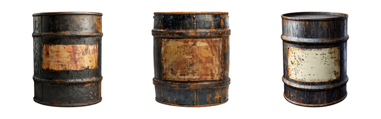 Fototapeta premium Isolated Vintage Barrels on Transparent Background