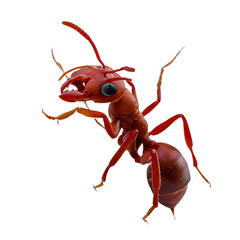 Close up a red ant isolated on transparent background.
