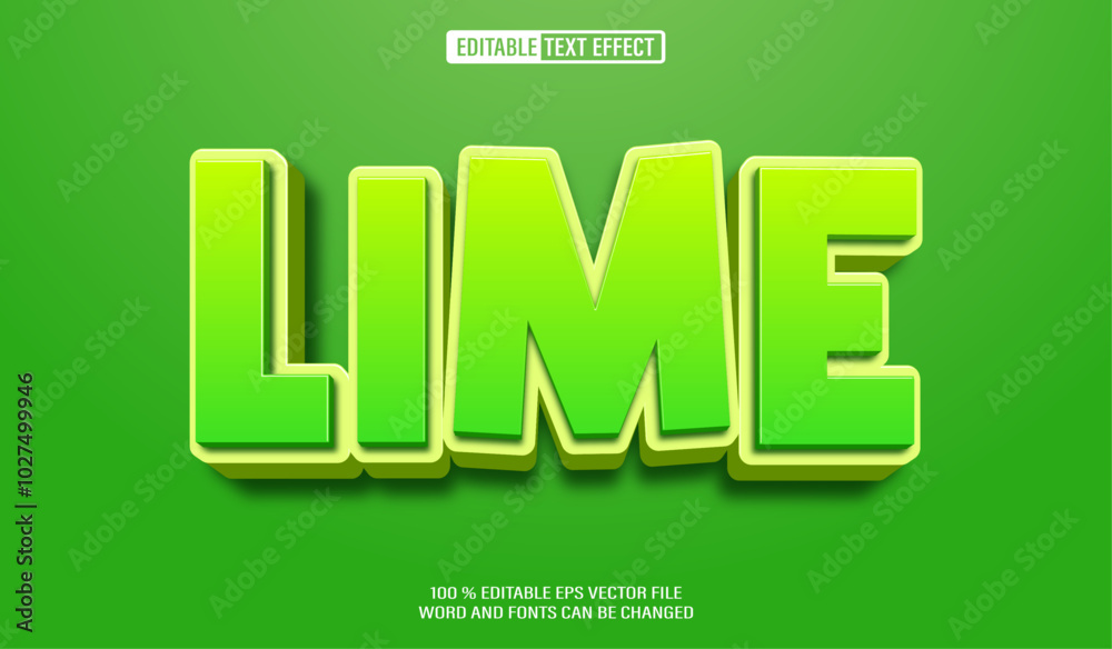 Poster editable 3d text style effect - lime text effect template