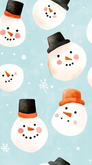 Soft Minimalist Watercolor Snowman Pattern