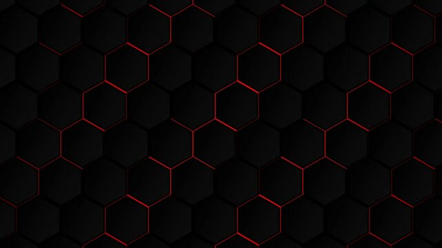 abstract background dark red hexagon neon light pattern video