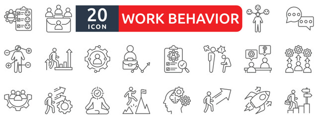 Fototapeta premium Work behavior icon set