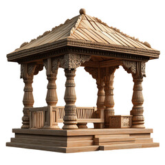 Traditional Indian Chhap Pavilion Model with Intricate Carvings and Decorative Details