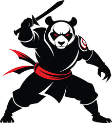 panda warrior vector silhouette