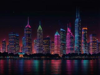 Obraz premium city skyline at night