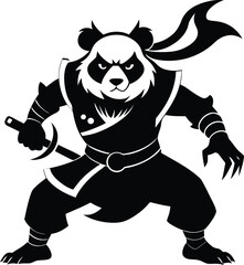 panda warrior vector silhouette