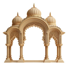 Fototapeta premium Traditional Ornate Wooden Archway with Intricate Carvings and Middle Eastern or Indian Architectural Style.