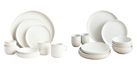 Ceramic dinnerware set, white isolate background
