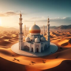 A mosque on a desert area