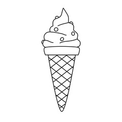 ice cream isolated on white background for coloring book activity