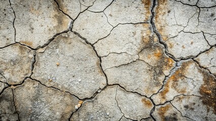Fototapeta premium Cracked concrete surface with intricate patterns and textures