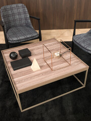 modern interior with stone wall decoration and sofa and parquet. decorative background for home, hotel, office