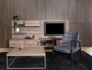 modern living room interior design and television unit
