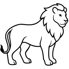 Obraz premium lion illustration, pencil drawing, Lion color cartoon drawing, background, texture, wallpaper,