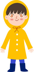 Hand drawn Kid in yellow rain coat illustration