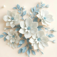 white flower on blue background