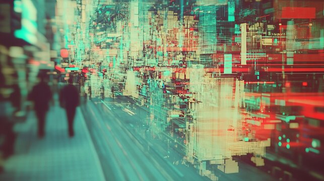 Glitched City Lights: A Surreal Cityscape