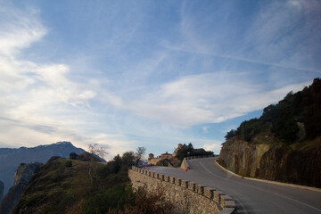 Meteora monasteries in Greece and skyline