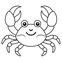 Fototapeta premium simple icon Children coloring book page, line art, monochrome black and white, cartoon outline cute style, illustration of crab