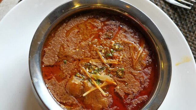 Nalli nihari served in a bowl in India