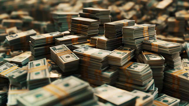 Abstract US Cash Bundles of the US Federal Reserve Bank background