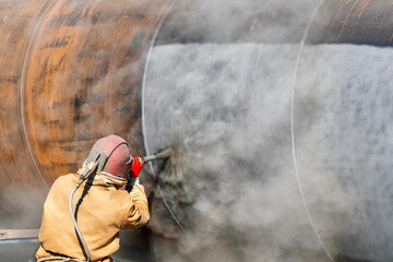 Sandblasting or abrasive blasting. Portable blast systems use either a welded pressure vessel, to overcome nozzle backpressure, to store and transfer abrasive media into a connected blast hose.