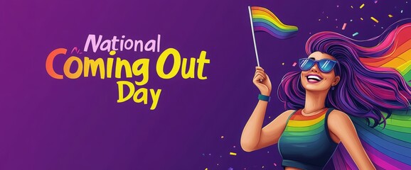 Celebrating National Coming Out Day with vibrant colors and joyful expressions
