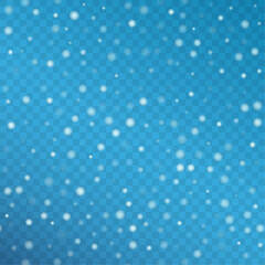 Seamless pattern of realistic snow, snowflake, winter snowfall, stretches to the width and height you need, editable, scalable, vector illustration. On a transparent background