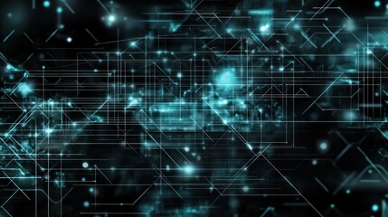 Obraz premium Digital technology background with interconnected data nodes, grids, and dynamic lines, showcasing the digital transformation and the interconnected nature of modern technology.