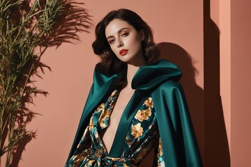 Elegant women in fashion: glamorous dresses in an aesthetic studio setting - ideal for travel and industry, creating beautiful images and creating fashionable images with versatile space for text.