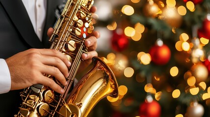 Obraz premium Whimsical Music-Themed Holiday Tree with Colorful Instrument Decorations