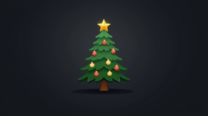 Festive Retro Pixel Art Christmas Tree with Colorful Ornaments and Glowing Star Topper