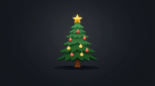 Festive Retro Pixel Art Christmas Tree with Colorful Ornaments and Glowing Star Topper - Powered by Adobe