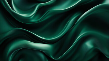 Obraz premium Elegant dark green fabric drapes flowing gracefully under soft light in a serene and sophisticated setting