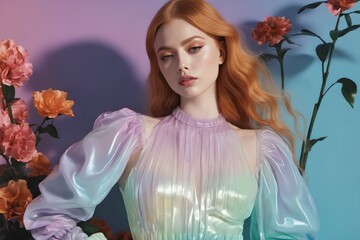 Elegant women in fashion: glamorous dresses in an aesthetic studio setting - ideal for travel and industry, creating beautiful images and creating fashionable images with versatile space for text.