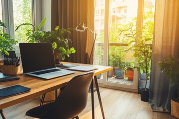 Minimalist workspace with a sleek desk and modern office chair