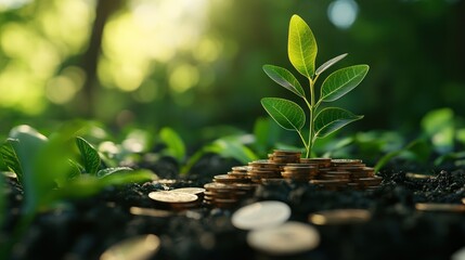 Green finance growth graph for eco-friendly investments, showcasing growth trajectories driven by sustainable investment strategies, renewable energy projects,