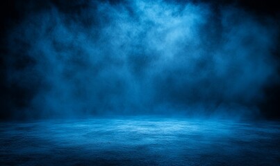 Abstract blue smoke background with a dark floor.