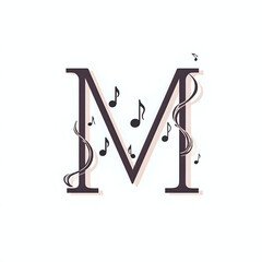 M for music industry - a thin-lined M with musical notes or a simple treble clef subtly woven into the letter.