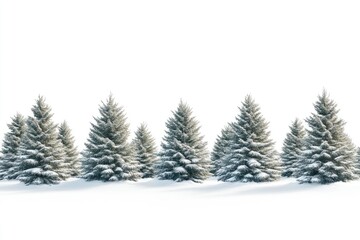 Obraz premium Elegant Snow-Covered Pines on a White Canvas